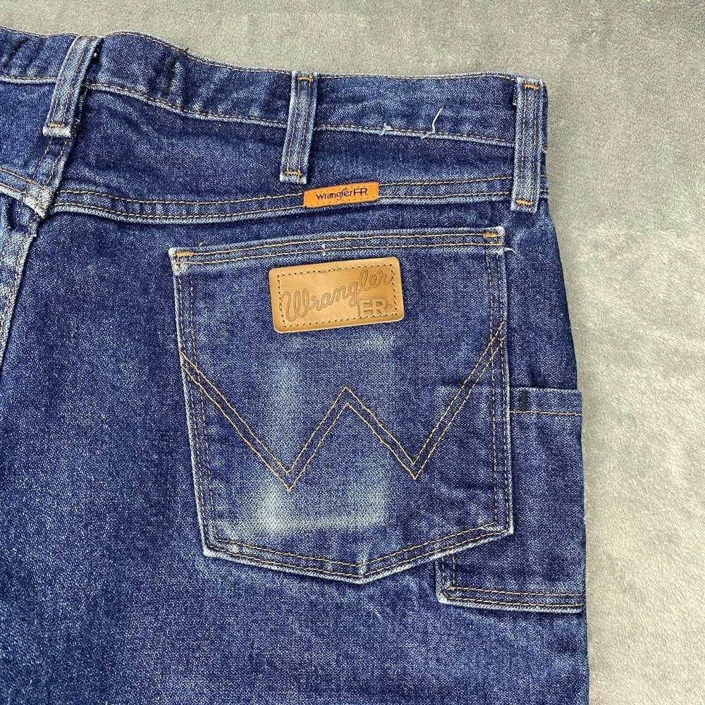 Wrangler Jeans Mens 36x30 (fit 37x27.5) Blue Flame Resistant FR Relaxed *HEMMED*